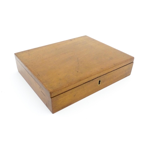 1116 - A late 19th / early 20thC artist's wooden paint box with paper label to interior lid for Superior Wa... 