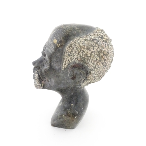 1131 - Ethnographic / Native / Tribal : An African soapstone carving modelled as the head of a bearded man.... 