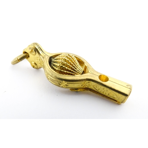 1157 - Sewing Interest: A late 19th / early 20thC French gilt metal needle threader. Marked Bte SGDG Paris.... 