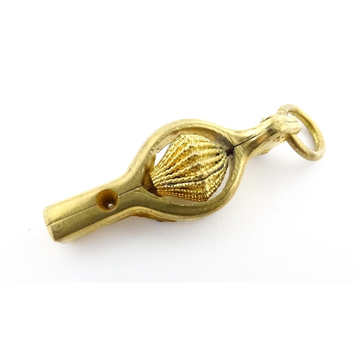 1157 - Sewing Interest: A late 19th / early 20thC French gilt metal needle threader. Marked Bte SGDG Paris.... 