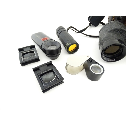 1181 - A quantity of optical equipment, comprising a cased pair of Swift 754 Apollo 8x30 binoculars, a pair... 