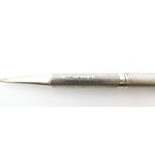 1213 - Two silver propelling pencils with engine turned decoration, one an Art Deco Mordan Everpoint hallma... 