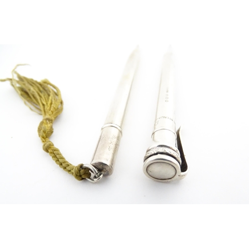 1217 - Two silver propelling pencils, comprising an Eversharp example hallmarked London 1936, the other hal... 