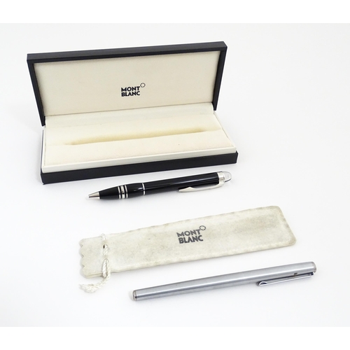 1221 - A cased Mont Blanc Starwalker ballpoint pen, together with a Mont Blanc Noblesse slimline barrel & c... 