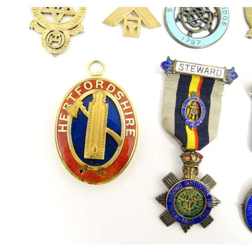 1228 - Freemasonry Interest : seven silver & enamelled masonic jewels / medals, comprising : Steward, Royal... 