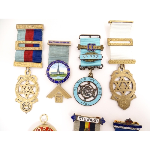 1228 - Freemasonry Interest : seven silver & enamelled masonic jewels / medals, comprising : Steward, Royal... 