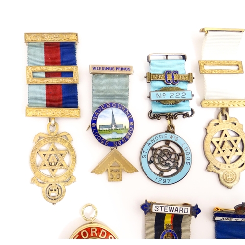 1228 - Freemasonry Interest : seven silver & enamelled masonic jewels / medals, comprising : Steward, Royal... 