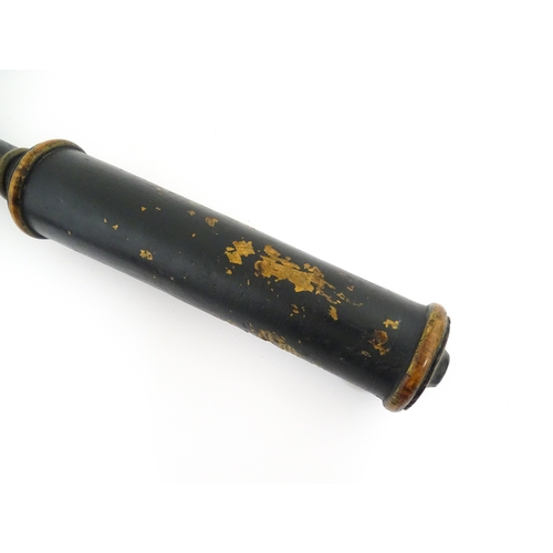 1235 - A Victorian turned wooden police truncheon with polychrome decoration depicting the VR cypher. Appro... 