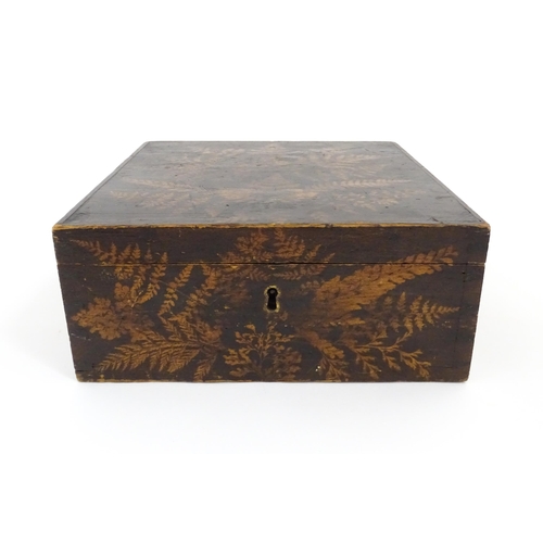 1239 - A 19thC Fern ware box of squared form with foliate decoration. Approx. 4