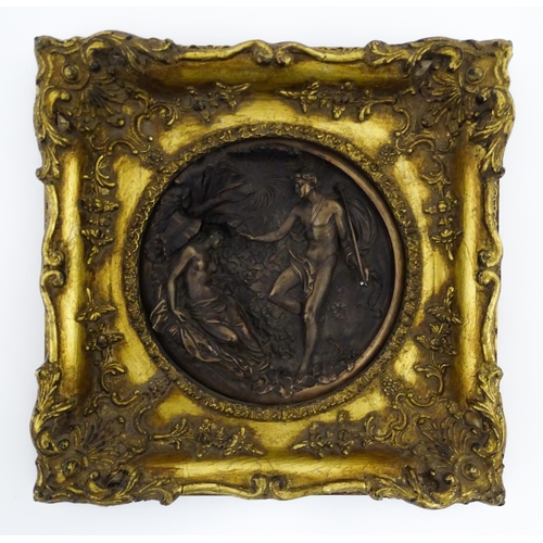 1240 - A 19thC cast roundel after Edward William Wyon (1811-1885) depicting Oberon and Titania from Shakesp... 