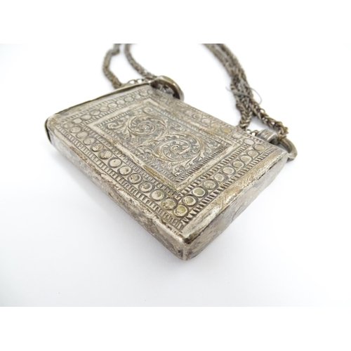 1241 - A quantity of white metal items to include pendants, purse, pipe etc. Pipe approx. 6 3/4