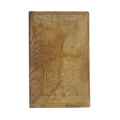 1269 - A late 19thC carved oak panel, with central mask motif with floral and foliate detail. Approx. 15 1/... 