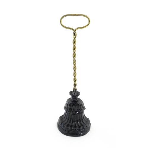 1271 - A Victorian Kenrick & Sons cast iron and brass door stop / door porter with loop handle and twist co... 