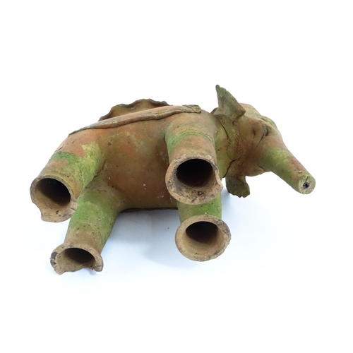 1281 - An Oriental terracotta planter modelled as an elephant. Approx. 11 3/4