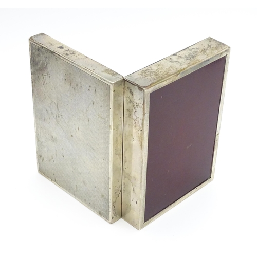 531 - A Continental .800 silver cigarette box with engine turned decoration and wood lined interior. Appro... 