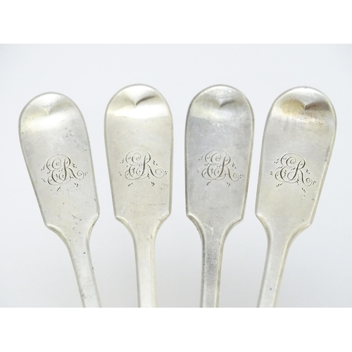 532 - A set of four Victorian silver Fiddle pattern dessert forks hallmarked London 1870, maker Henry Holl... 