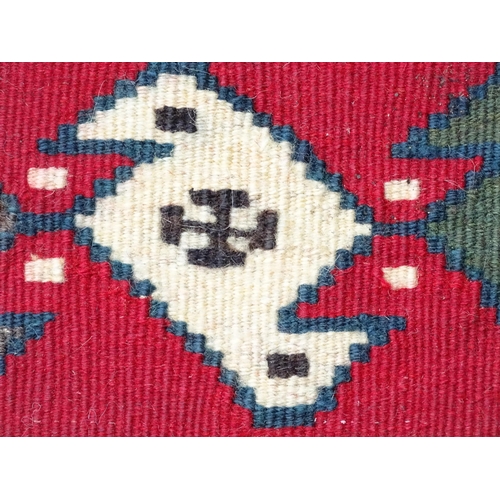 1515 - Carpet / Rug: A South West Persian Qashqai kilim with banded geometric decoration. Approx. 101