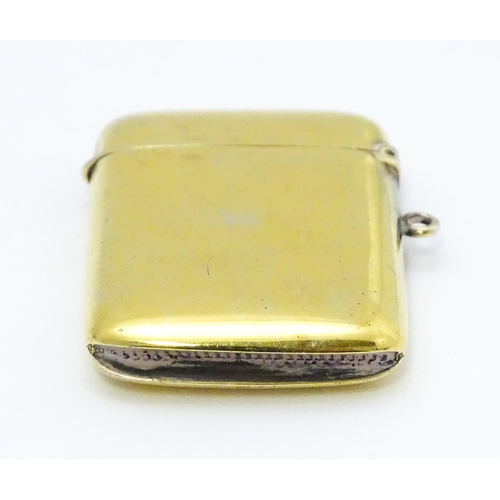 474 - A Continental sterling silver gilt vesta case. Approx. 2