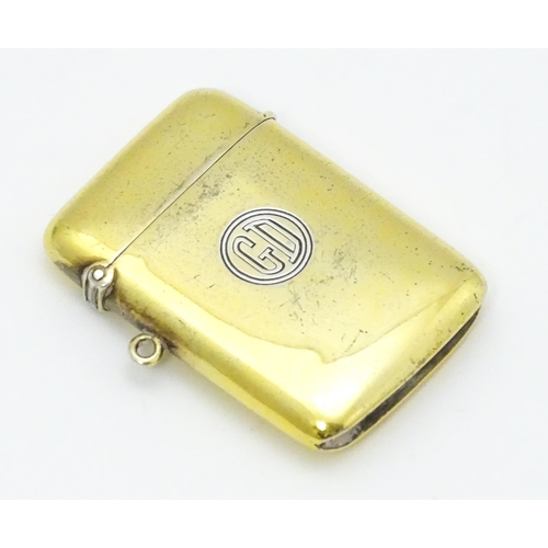 474 - A Continental sterling silver gilt vesta case. Approx. 2