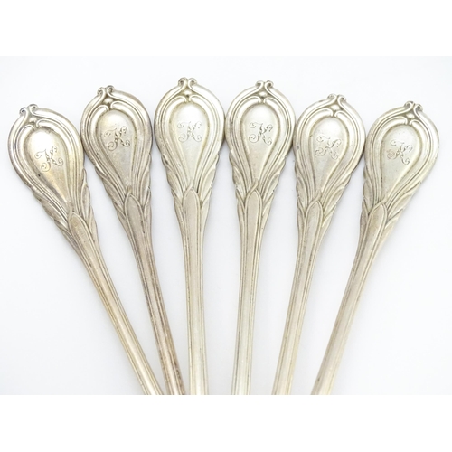 479 - A set of six Victorian silver Lily pattern dessert forks hallmarked Sheffield 1898, maker John Round... 