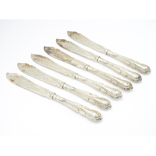 481 - A quantity of Victorian silver Lily pattern fish eaters comprising five forks and six knives hallmar... 