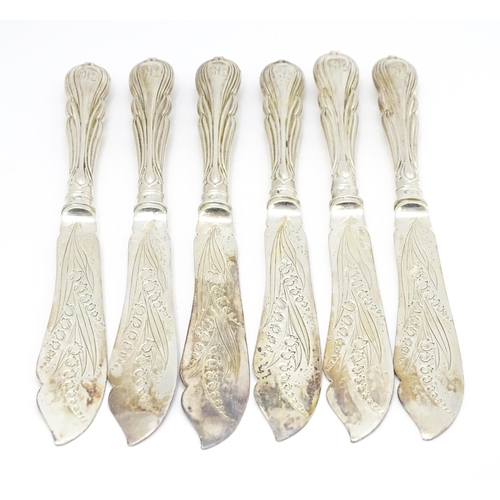 481 - A quantity of Victorian silver Lily pattern fish eaters comprising five forks and six knives hallmar... 