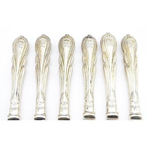 481 - A quantity of Victorian silver Lily pattern fish eaters comprising five forks and six knives hallmar... 