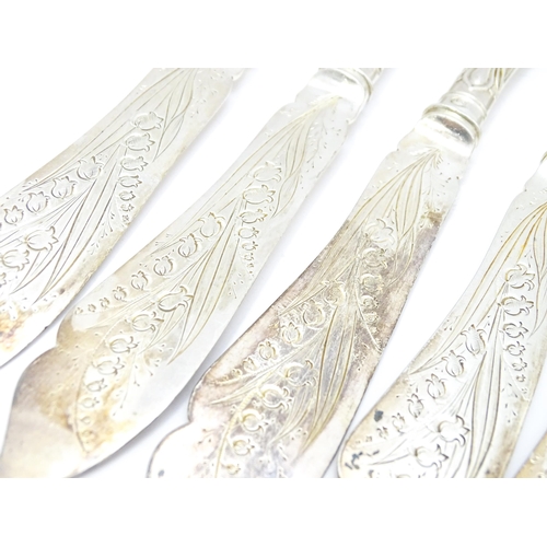 481 - A quantity of Victorian silver Lily pattern fish eaters comprising five forks and six knives hallmar... 