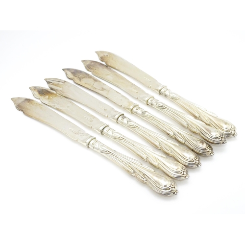 481 - A quantity of Victorian silver Lily pattern fish eaters comprising five forks and six knives hallmar... 