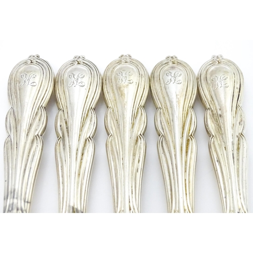 481 - A quantity of Victorian silver Lily pattern fish eaters comprising five forks and six knives hallmar... 