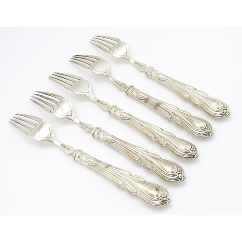 481 - A quantity of Victorian silver Lily pattern fish eaters comprising five forks and six knives hallmar... 