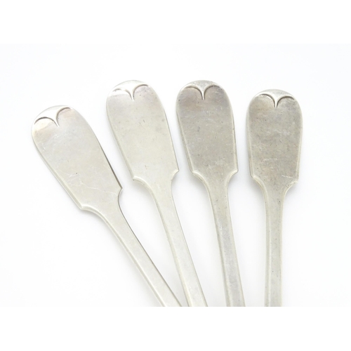 497 - Four Victorian silver Fiddle pattern table forks hallmarked London 1892, maker Francis Higgins III. ... 