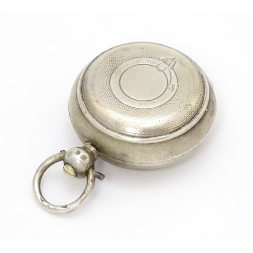 498 - A Victorian silver sovereign case / carrier with engine turned decoration and horseshoe detail withi... 