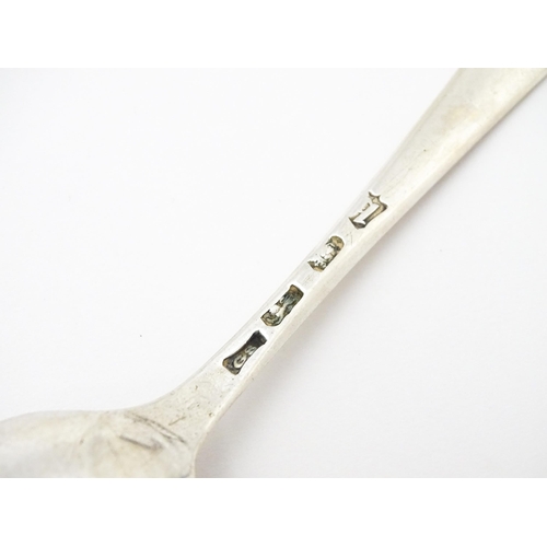 501 - An 18thC silver Old English pattern dessert spoon hallmarked London 1777, maker George Smith. Approx... 