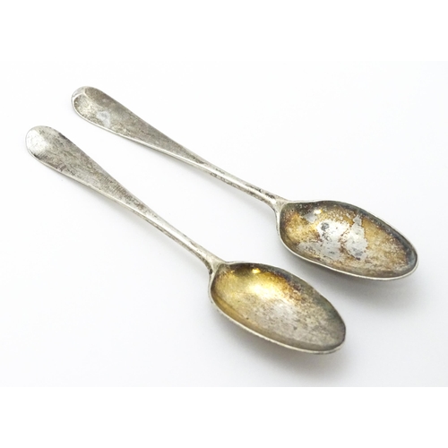 540 - Eight assorted 18thC and late silver teaspoons. Largest approx. 5 1/2