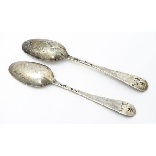 540 - Eight assorted 18thC and late silver teaspoons. Largest approx. 5 1/2