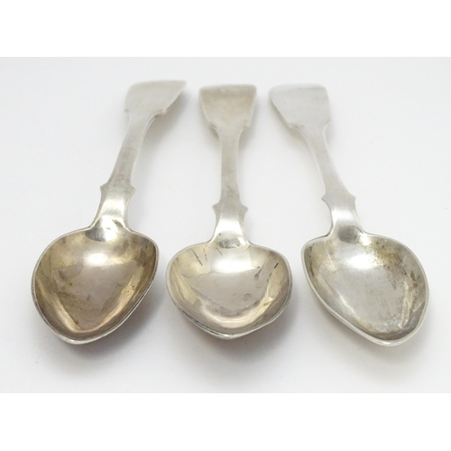 568 - Three 19thC Russian silver spoons, stamped ENNOEHR. Approx. 7 1/2