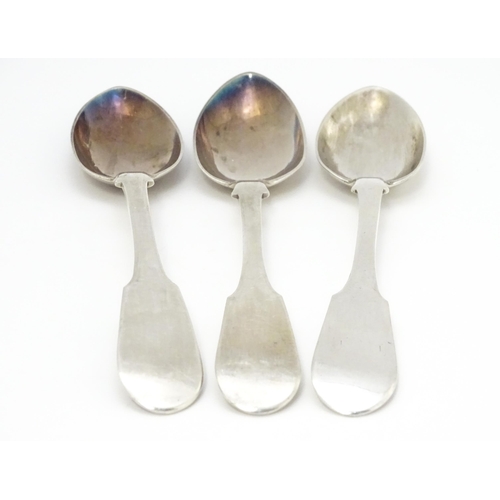 568 - Three 19thC Russian silver spoons, stamped ENNOEHR. Approx. 7 1/2