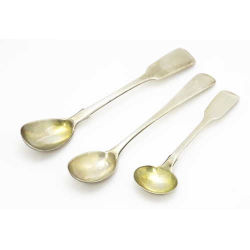 569 - A Geo III silver mustard spoon hallmarked London 1818, maker William Bateman. Together with a silver... 