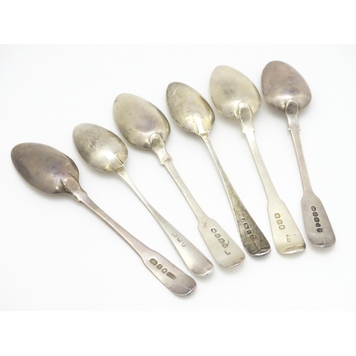 570 - Six assorted 19thC silver teaspoons various dates and makers, to include one hallmarked Newcastle, m... 