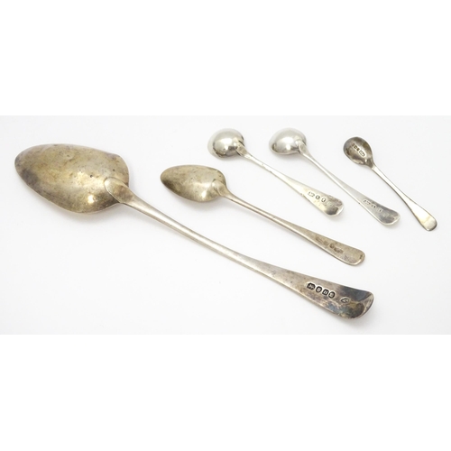 572 - Assorted silver spoons to include a Geo III tablespoon hallmarked London 1803, maker George Wintle, ... 