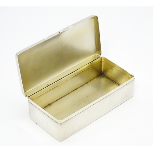 608 - A silver box engraved Kath, hallmarked Birmingham 1923, maker A. &. J. Zimmerman. Approx. 4