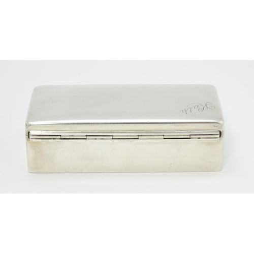 608 - A silver box engraved Kath, hallmarked Birmingham 1923, maker A. &. J. Zimmerman. Approx. 4