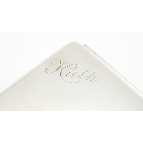 608 - A silver box engraved Kath, hallmarked Birmingham 1923, maker A. &. J. Zimmerman. Approx. 4