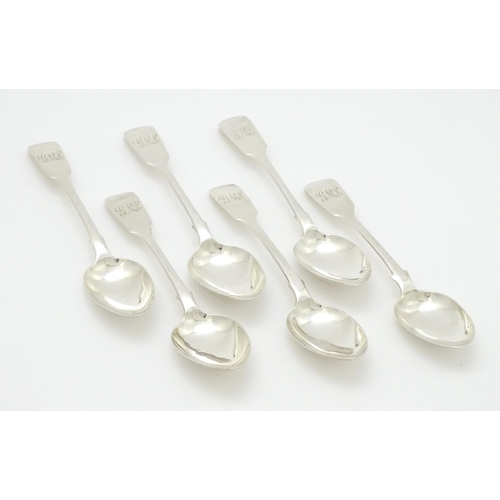 609 - Six assorted silver teaspoons, hallmarked Exeter, one 1836, one 1839, and four 1844. Approx. 5