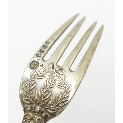 626 - A Victorian silver Christening spoon and fork hallmarked London 1873 / 1875, maker Atkin Brothers. T... 