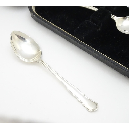 628 - A cased set of six silver teaspoons hallmarked Sheffield 1945, maker James Dixon & Sons