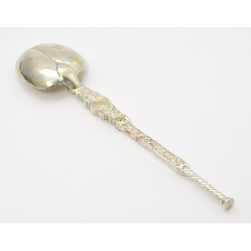 645 - A cased set of six silver teaspoons formed as replica anointing spoons, hallmarked London 1902, make... 