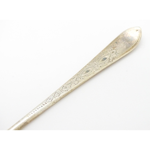 650 - A silver bread fork with bright cut decoration, hallmarked Sheffield 1915, maker C W Fletcher & Son ... 