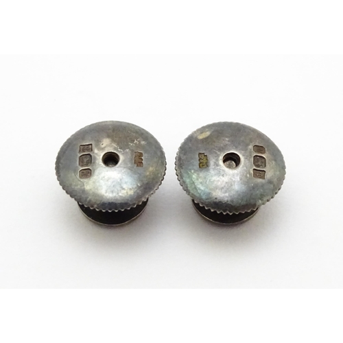 840A - Two silver studs with enamel detail hallmarked Birmingham 1987 maker Deakin & Francis. Together with... 